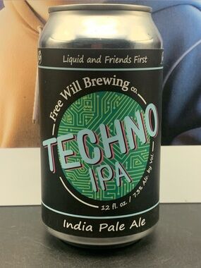 Vintage Beer Can Techno IPA India Pale Ale Tab Empty Free Will Brewing Aluminum
